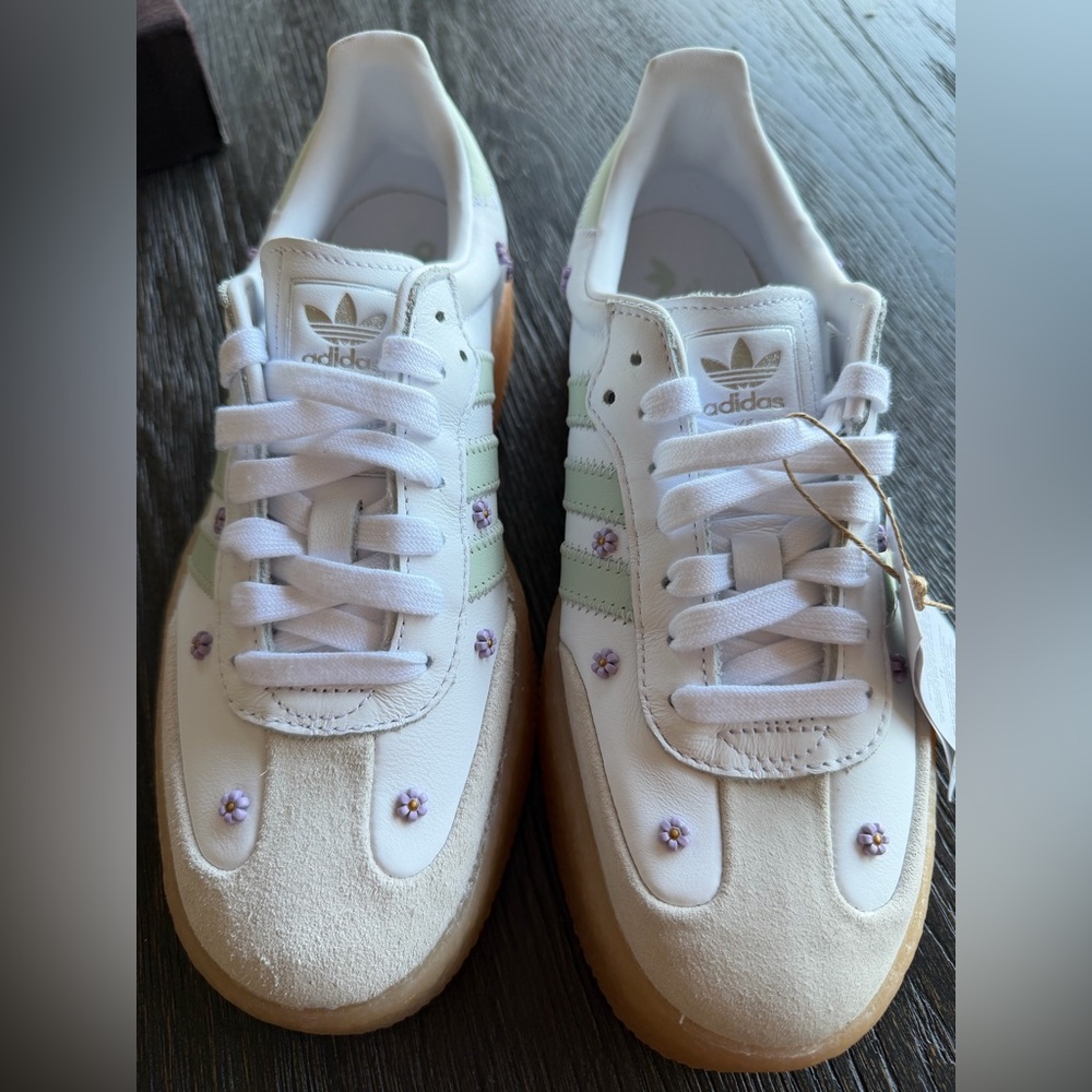 Womens adidas Sambae Athletic Shoe - White / Linen Green / Gum - Picture 4 of 12